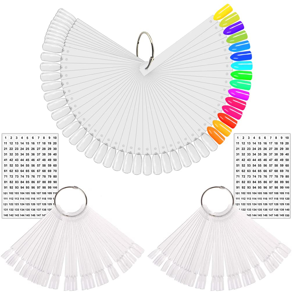 150 Stück Nail Art Tips Ring Stick, Transparent Farbe Karte Platten Nagelleck Display Ring Sticks, Nagel Salon Übungen Display Nagel tips