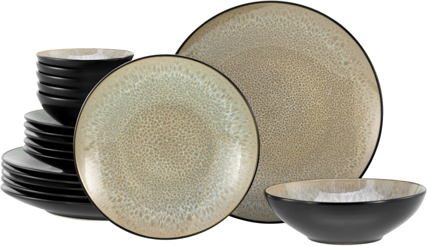 CreaTable, 24464, Malmö Beige-serien, 18-delat servisset för 6, tallrikset i stengods, diskmaskin och mikrovågssäkert, kvalitetstillverkning