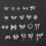 Luxus Rosa Diamant Nagel Charms 3D Butterfly Nail Art Charms Bow Nail Charms Y2K Heart Charms Nägel Zubehör Schmetterling Herz Schleife Nageldesign Edelsteine ​​​​Strasssteine ​​Glitzersteine ​​Nagelschmuck