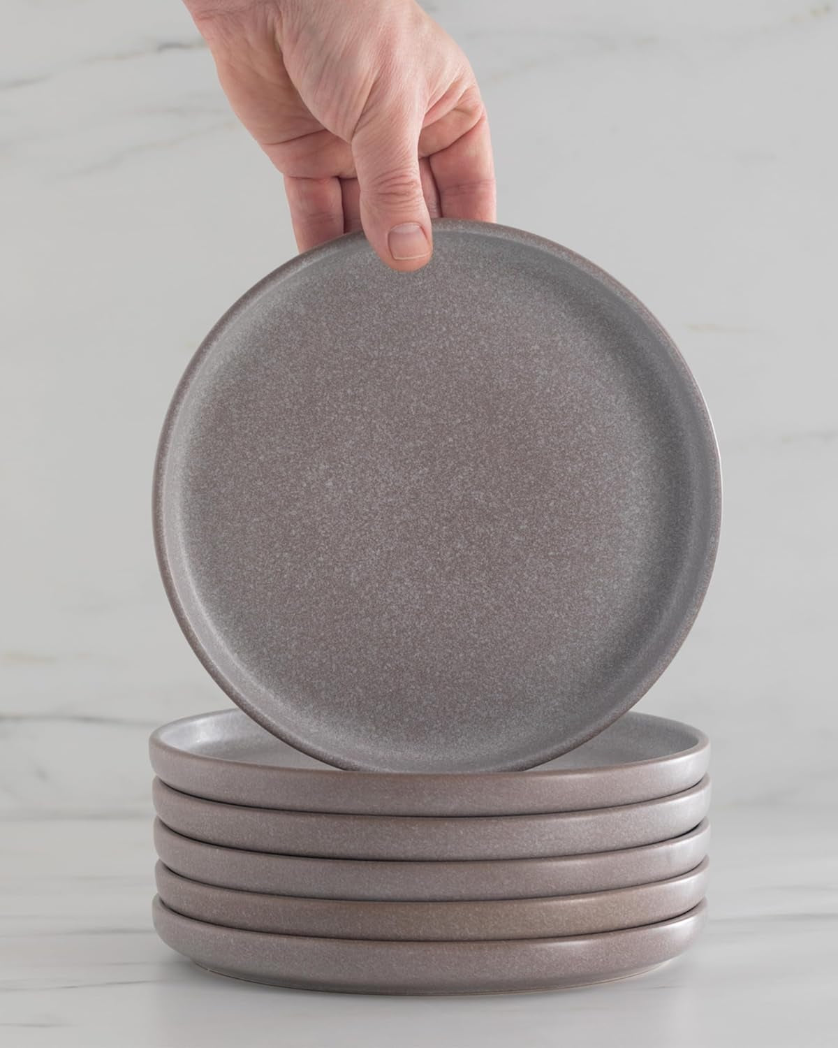 Stengodsservis för 12, 36 delar, urban stil, hög kvalitet, MYCKET BRA TEST, Stengods servisset - skål och tallrik set - middagsservering för 12, Pure Living servisset i matt gråbrun