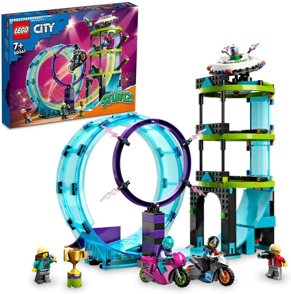 LEGO 60361 City Stuntz Ultimate Stunt Rider Challenge 3I1-stunts för 1 eller 2 spelare med 2-hjuliga leksaksmotorcyklar för barn Set 2023 Byggset Besuche den LEGO-Store Single