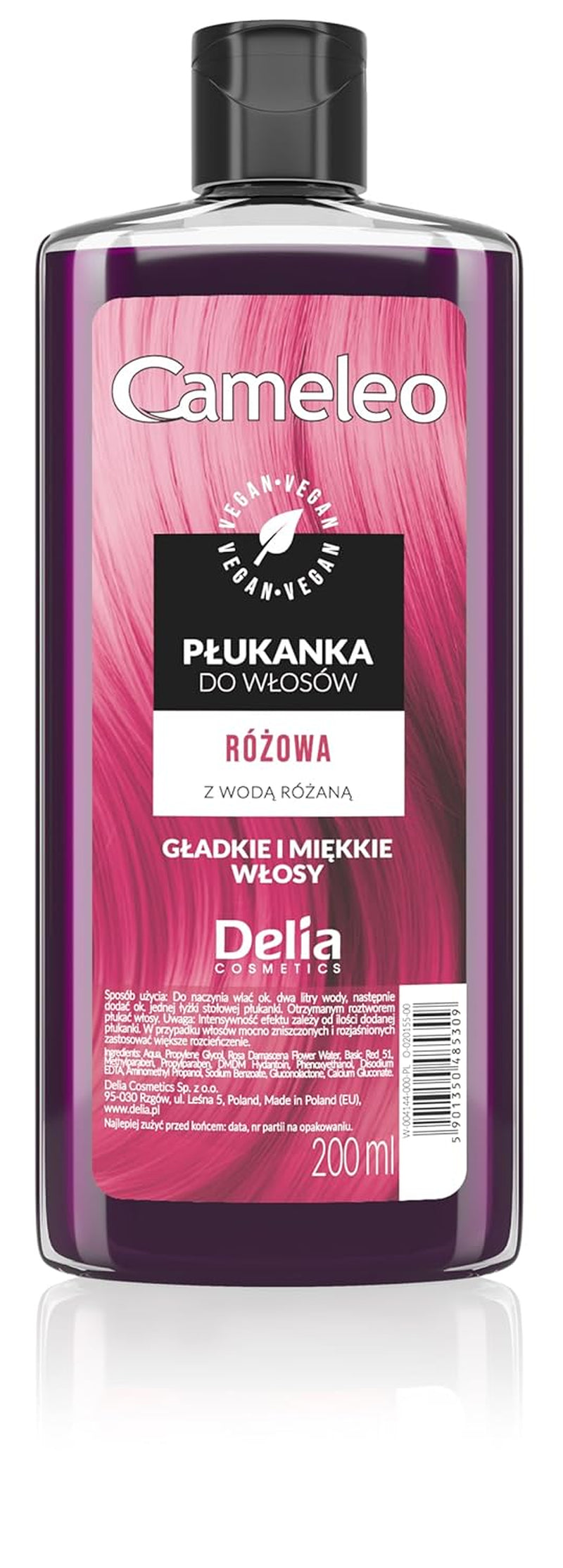 Cameleo - Rose Water Pink Hair Tonic No Yellow Tint Semipermanent hårfärg - För blont & grått hår - Färg & vård - Parabenfri | 200 ml Naty Shop Hair Dye Ny version - Rosa 200 Ml (1 förpackning)