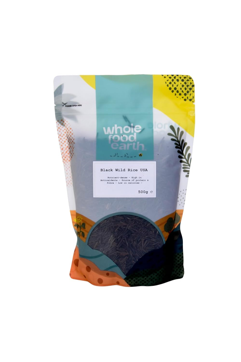Wholefood Earth USA Black Wild Rice - Icke-GMO - Naturlig - Vegansk - Mejerifri - Inget tillsatt socker, 500g