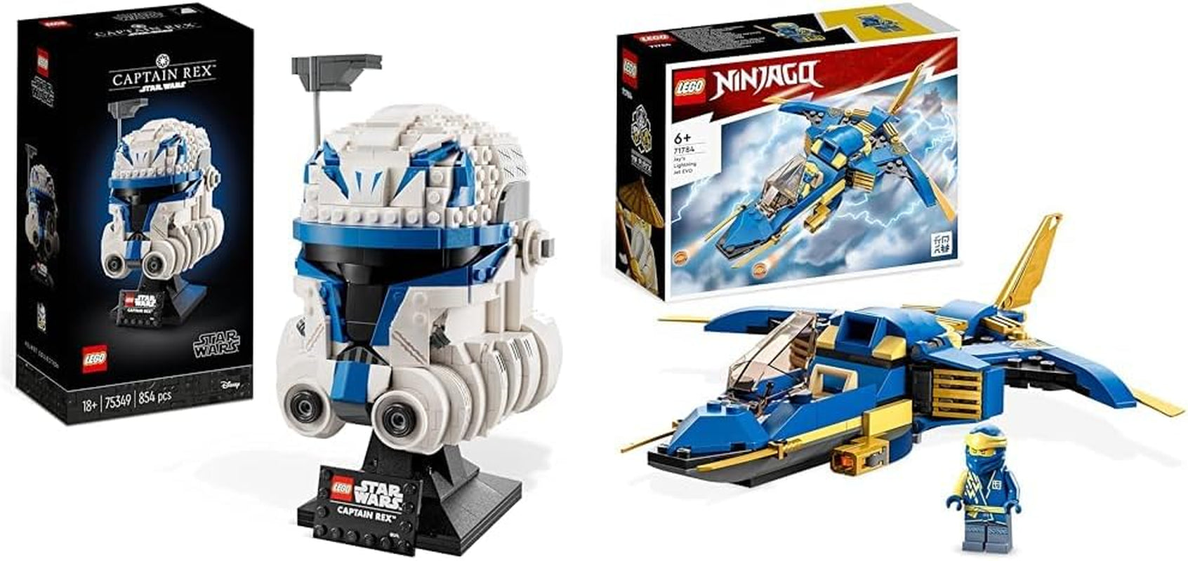 LEGO 75349 Star Wars Captain Rex Hjälmset Clone Wars Samlarmodell Series 2023 Souvenirbit och presentidé Byggset Besuche den LEGO-Store-paket med Jay's Thunder Jet Evo,