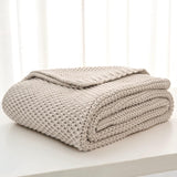 Chunky stickad plädfilt, Lättvikt, Beige, 100 % ekologisk bomull, Filt för soffa, soffa, säng, barn, barnrum, Rustik, Shabby chic, Modern bondgård, 152,4 X 203,2 cm, Inklusive tvättpåse Sängar och filtar Longhui sängkläder