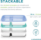 U Konserve - Delad rektangulär matbehållare i rostfritt stål med silikonlock - Island Teal - 28oz / 825ml Matförvaringslådor Naty Shop