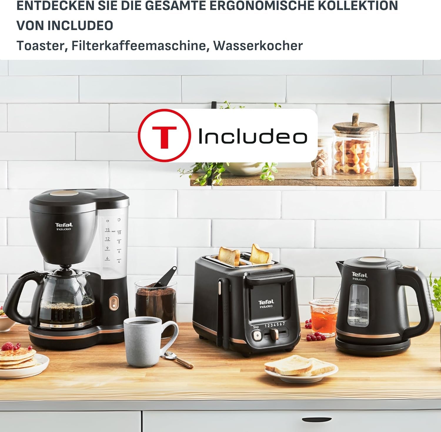 Tefal Includeo Filter Espressomaskin, Espressomaskin Extremt lätt att använda, Lämplig för höger- och vänsterhänta användare, Automatisk locköppning, 1,25 L, 10 till 15 koppar, CM533811