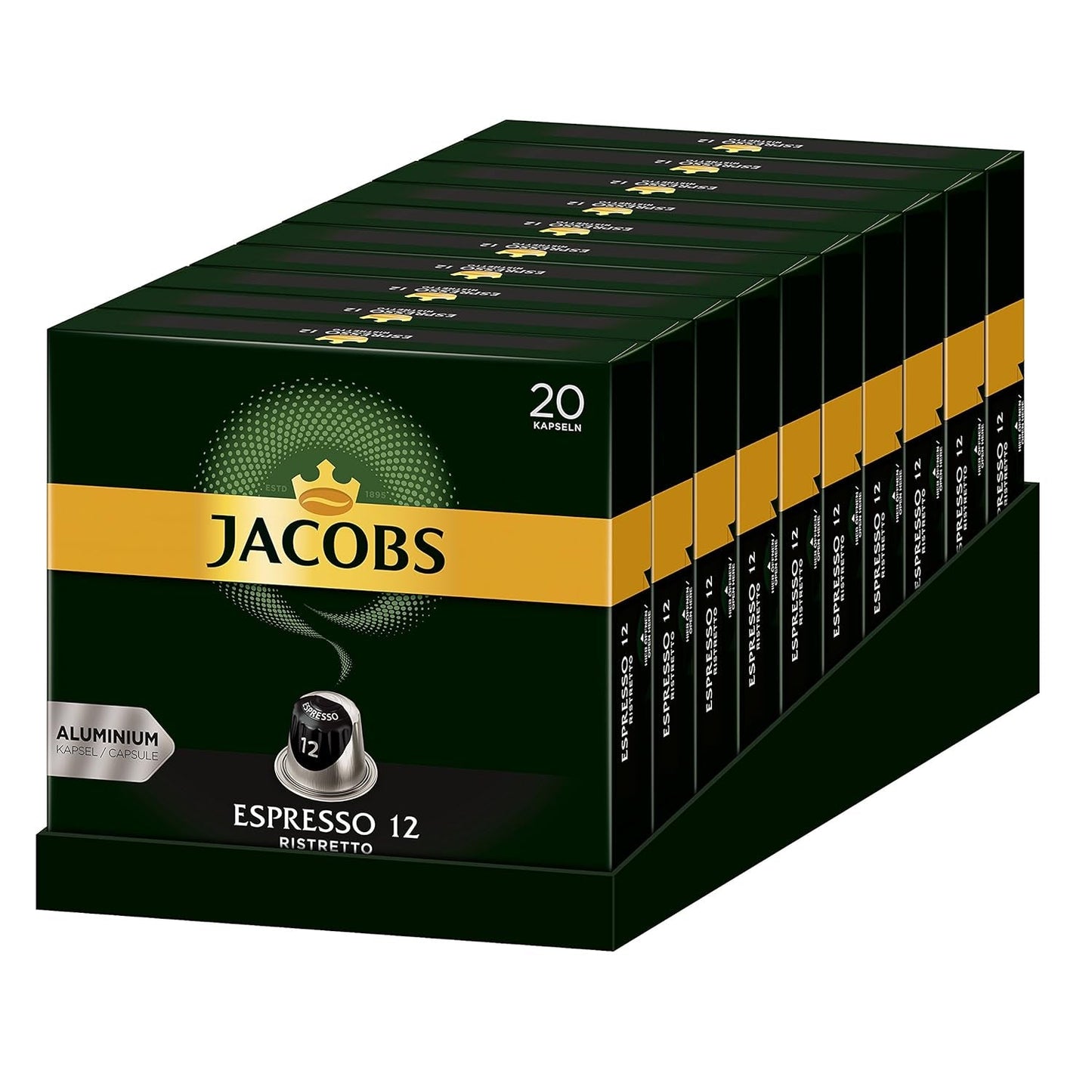 Kaffeekapseln Lungo Classico, Intensität 6 av 12, 10 x 20 Getränke & Kaffeekapseln Espresso Ristretto, Intensität 12 av 12, 200 Nespresso®* kompatibel Kapseln, 10 x 20 Getränke