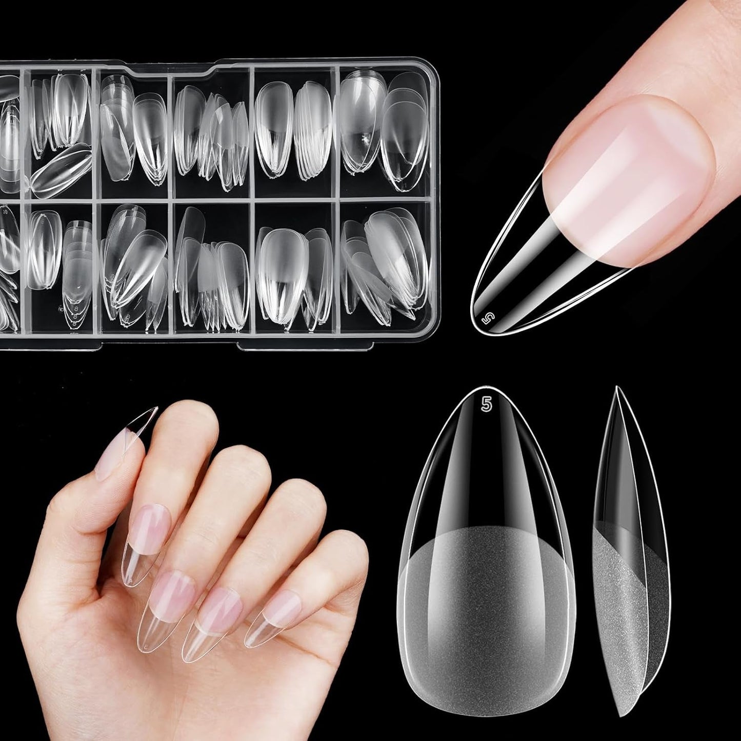 Korta lösnaglar Ballerina 120st lim på 12 storlekar Korta konstgjorda naglar Soft Gel Heltäckande Nageltips för korta gelnaglar S