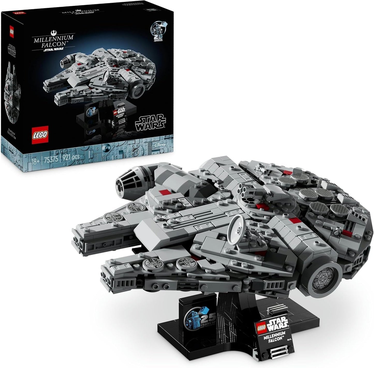 LEGO Star Wars Millennium Falcon 25-årsjubileumsset för vuxna Byggbart skepp A New Hope Samlarobjekt Rymdskeppsmodellsats Presenter för män kvinnor 75375 Byggset Besuche den LEGO-Store Singur
