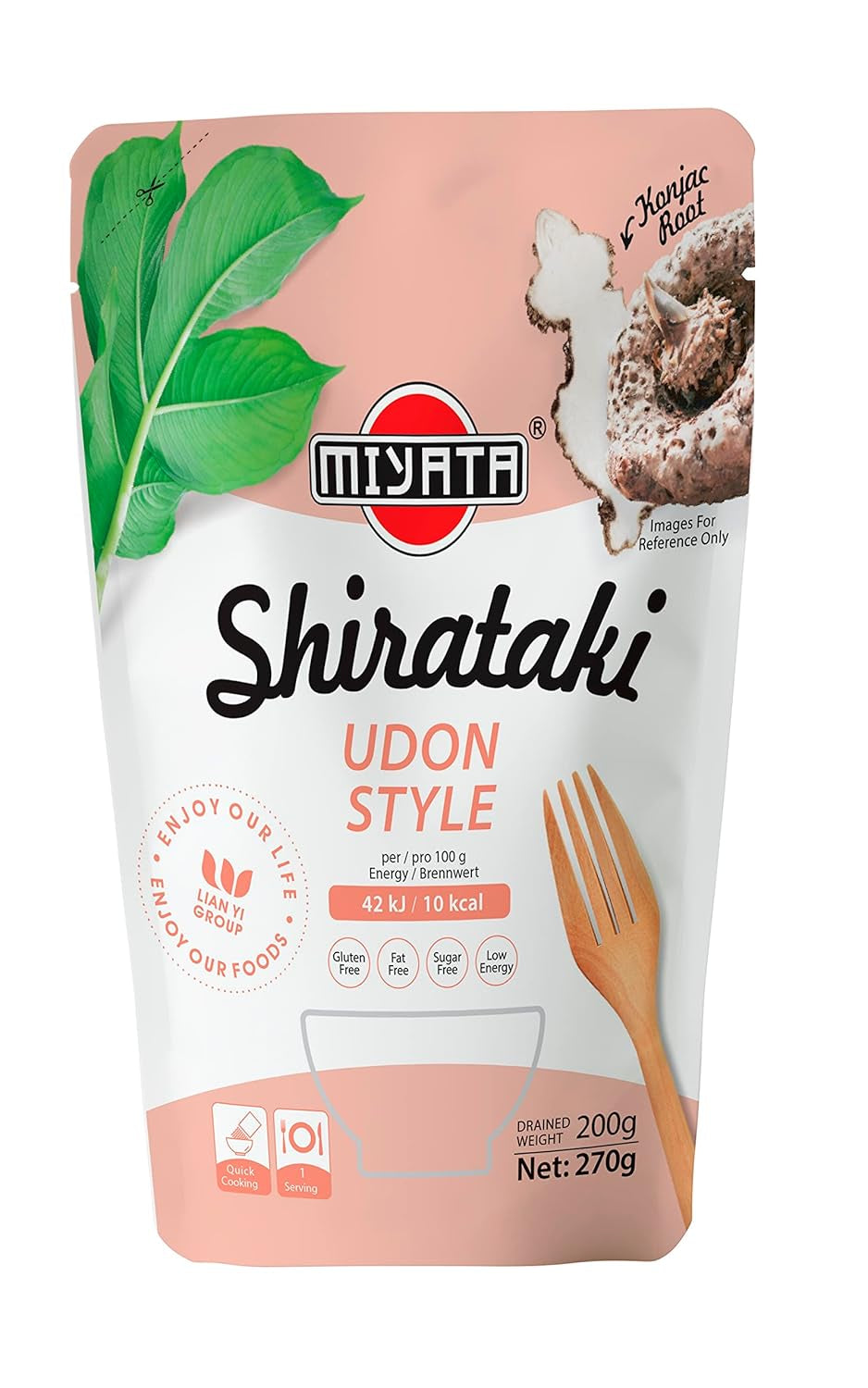 Miyata Shirataki Udon Nudlar Konjac-mjöl paket med 6 (6 x 270 g)