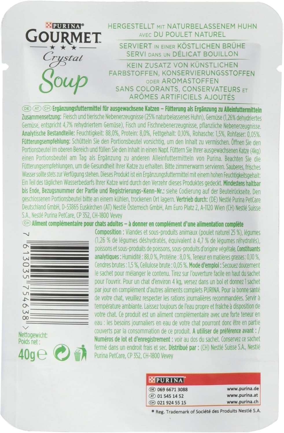 Gourmetkristallsoppa för katter med kyckling och naturliga grönsaker, förpackning om 32 (32 x 40 g)