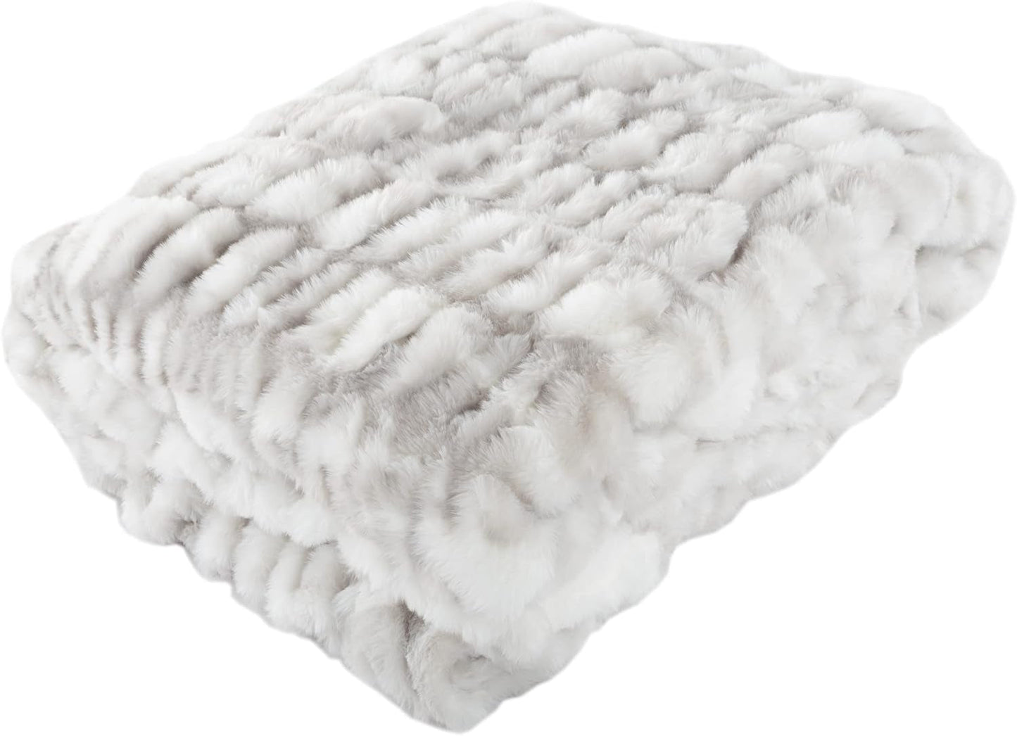 Lavish Home Oversized Gerüschte Faux Fur Filt, 152,4 X 203,2 Cm, Jacquard Faux Fur, Queen Size Throw för sängar och soffor, Grå Påkostade Hemsängar och filtar Grå