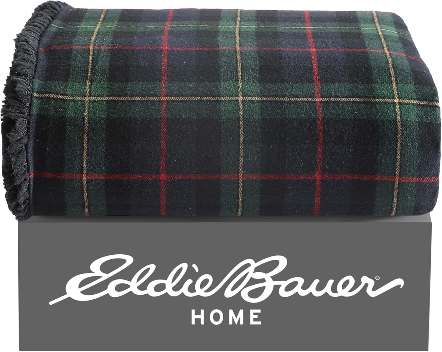 Eddie Bauer Filt, Bomullsflanell, Heminredning, Vändbar, Sherpa Sängkläder, Pine Check, Throw Quilts & Quilts Naty Shop
