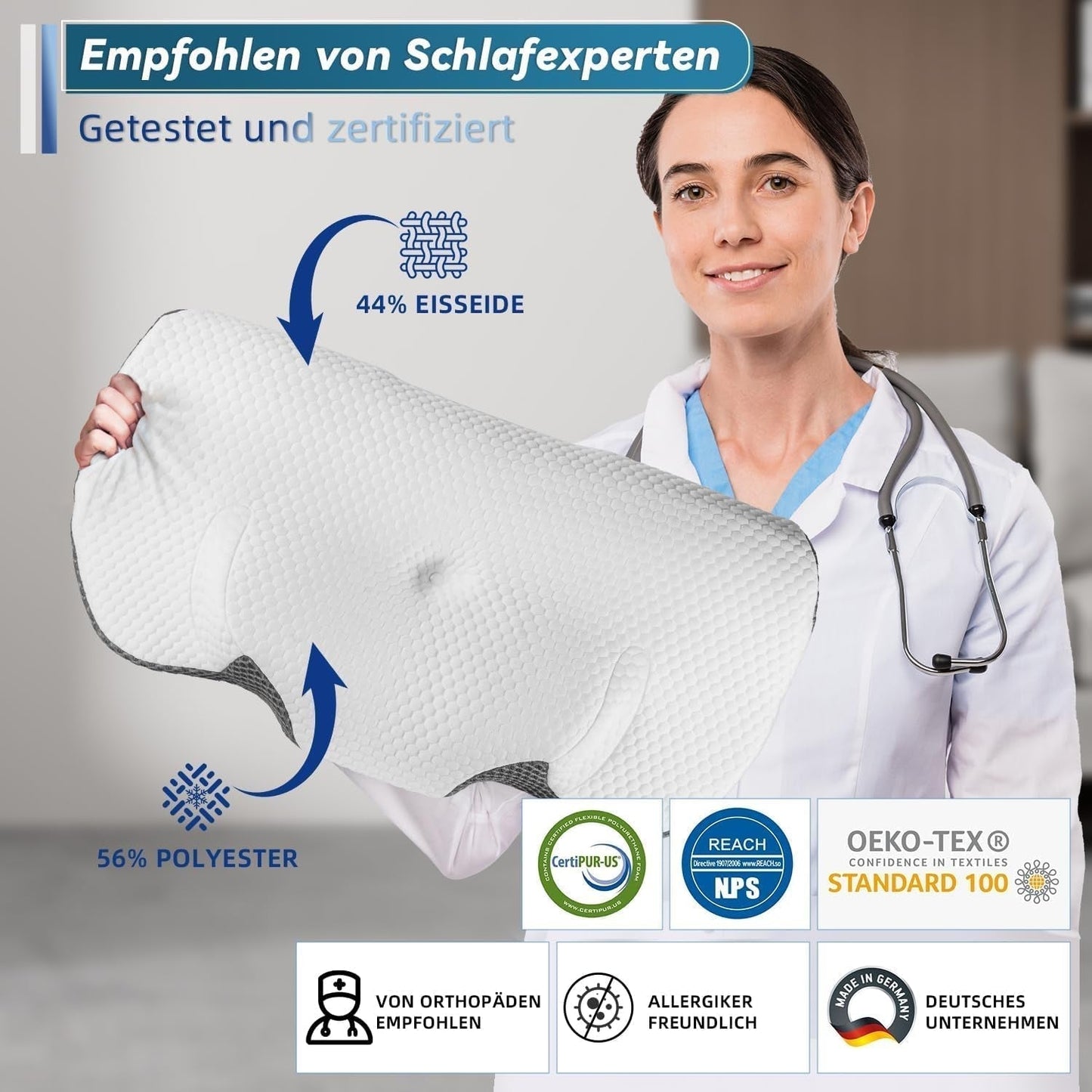 IDEA Nackvärkskudde Ortopedisk kudde Tillverkad av Memory Foam Kudde Ergonomisk nackkudde för optimalt stöd Anti-snarkningskudde för sido, rygg och mage Sovcervikala ortopediska kuddar Naty Shop