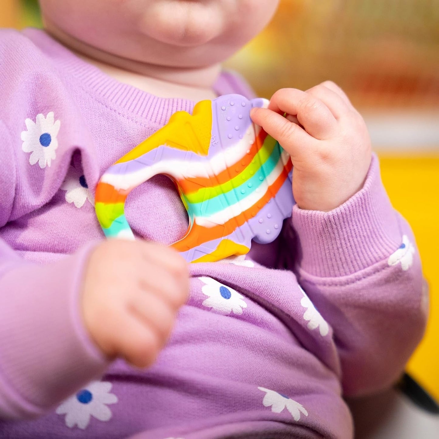 Bright Starts Lugnande Soft Serve Silikonbitring, glassstrut Lätt att ta tag i, BPA-fri, unisex, 3 månader+