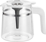 ZWILLING ENFINIGY Filter Espressomaskin med 1,5 liters glaskaraff, espressomaskin med rostfri stålpanna, blomningsfunktion och smart avkalkning, plast, silver