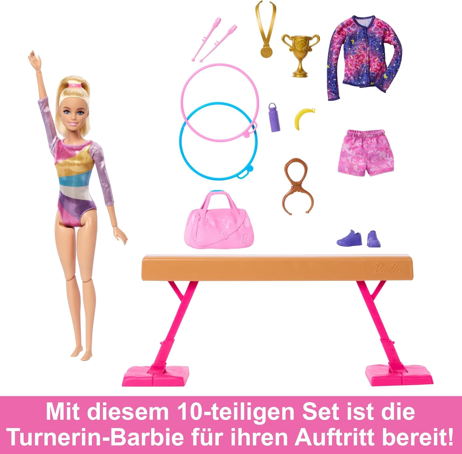 Barbie Gymnastik Roligt lekset med balansstråle och 10+ temastycken för vinnande berättelser, HRG52