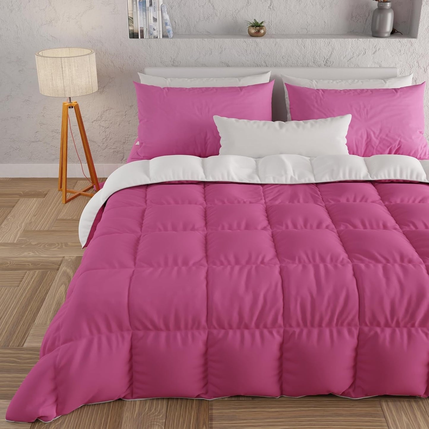 PETTI Artigiani Italiani - Dubbelsäng vintertäcke, maxi, monokrom, dubbelsidig, vit, grå, 100% Made in Italy Täcken och täcken Naty Shop Fuchsia vit Una Piazza E Mezza