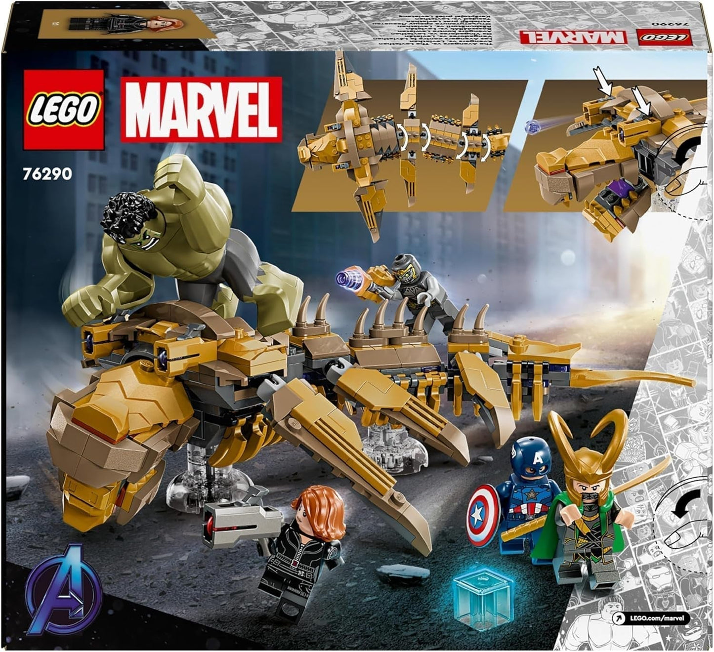 LEGO Marvel Avengers vs. Leviathan byggleksaksset med Hulk och Captain America, Loki, Black Widow och Chitauri minifigurer Avengers lekset för pojkar och flickor 7+ 76290 Byggset Besuche den LEGO-Store