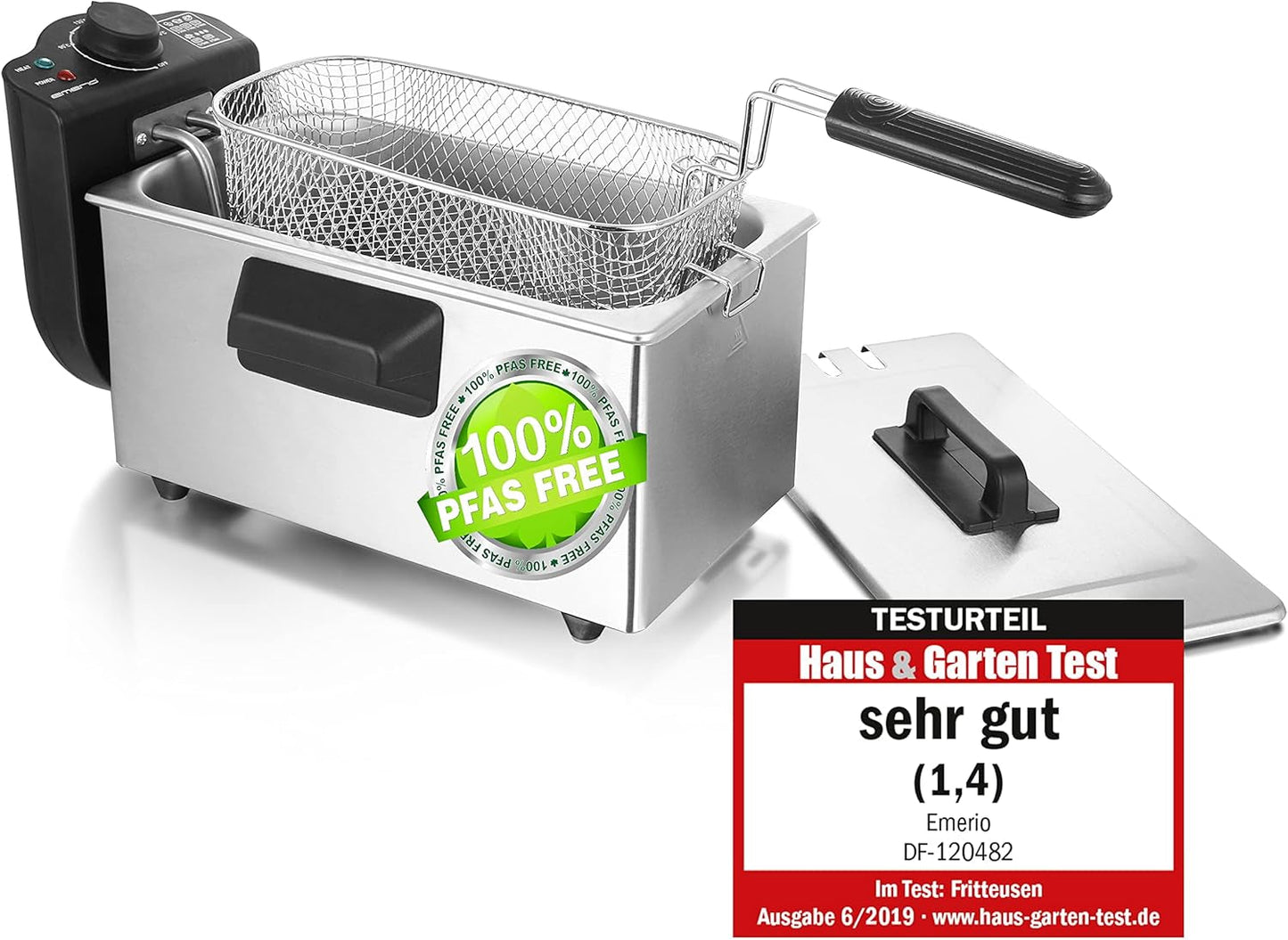 Emerio Oil Fryer 3.0L med Cold Zone Technology, 2000 W Hushållsapparater Naty Shop rostfritt stål