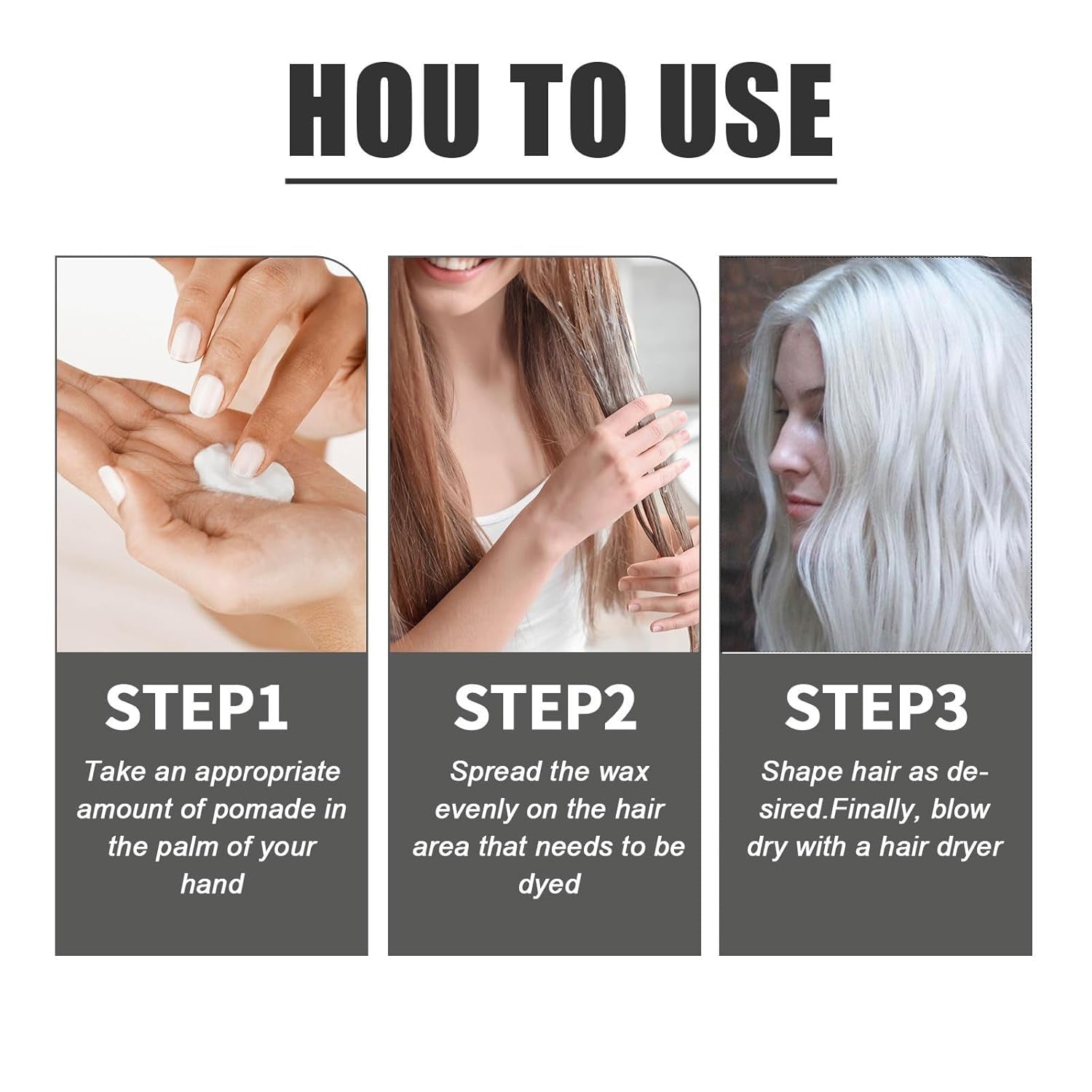 Naturlig vit hårfärg, vit hårvax, Unisex vit naturlig hårfärg, vit hårfärg, Cosplay Halloween Party Hårvax, Hårfärgning Party Hårvax, 30ML Naty Shop Hårfärgning