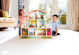Hape dockvilla 10-rums dockhus i trä Kreativt rollspel inklusive möbler och tillbehör Pedagogisk leksak för åldrarna 3 och uppåt