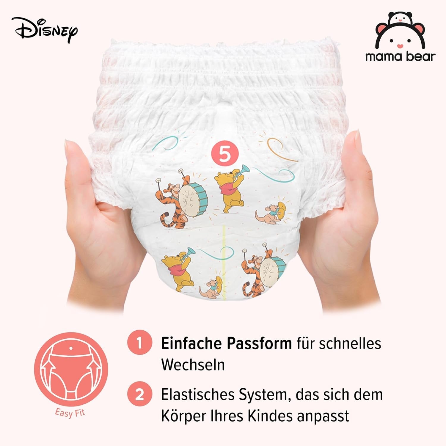 Amazon-märke: Mama Bear Disney-blöjor, storlek 5 (12-17 kg) - Månadslåda, vit, 140 stycken (2 förpackningar om 70)