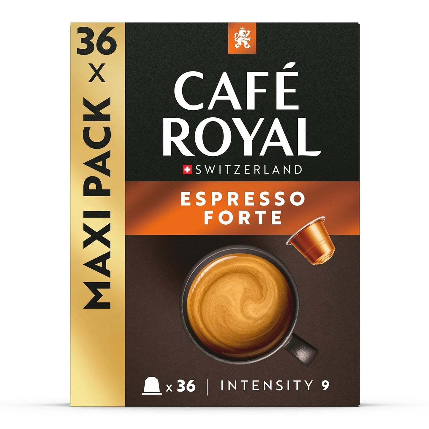 Café Royal Espresso Forte – Nespresso®-kompatibla kaffekapslar, 100 % Arabica, fyllig, medelrostad, intensitet 9/12, 36 kapslar