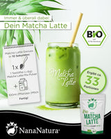 Nananatura'S Bio Matcha Latte Mix med 22 % ceremoniellt grönt tepulver från Japan | För en enkel och läcker njutning av te | Passar även till glass och bakverk