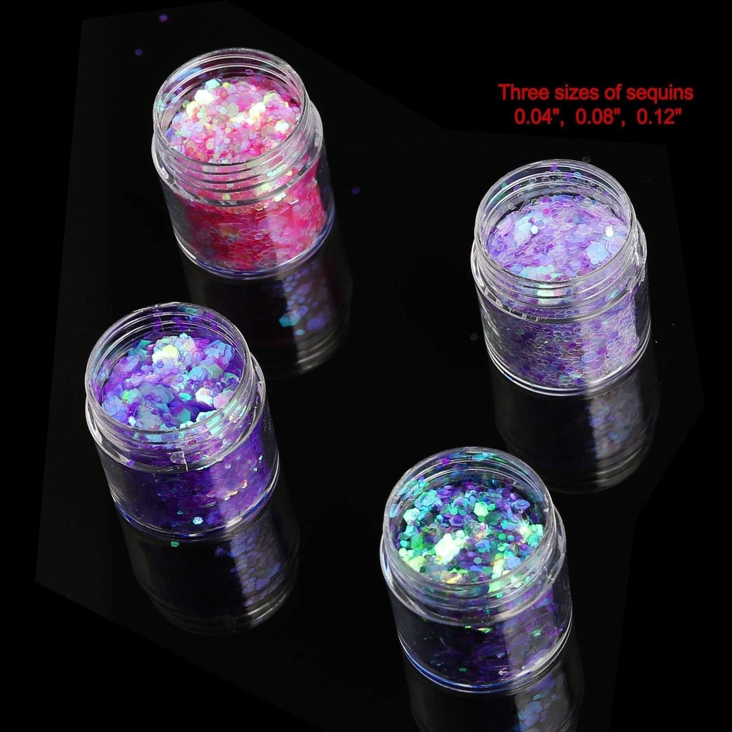 HOWAF 12 lådor Nail Glitter Ansikte Kroppsborste Glitter Smink Nagel Glitter Ögon Läpp Hår Kroppsdekoration Halloween Julfestival Maskerad Smink Tillbehör