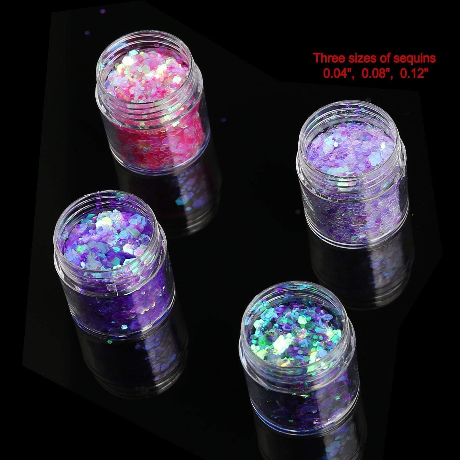 HOWAF 12 lådor Nail Glitter Ansikte Kroppsborste Glitter Smink Nagel Glitter Ögon Läpp Hår Kroppsdekoration Halloween Julfestival Maskerad Smink Tillbehör