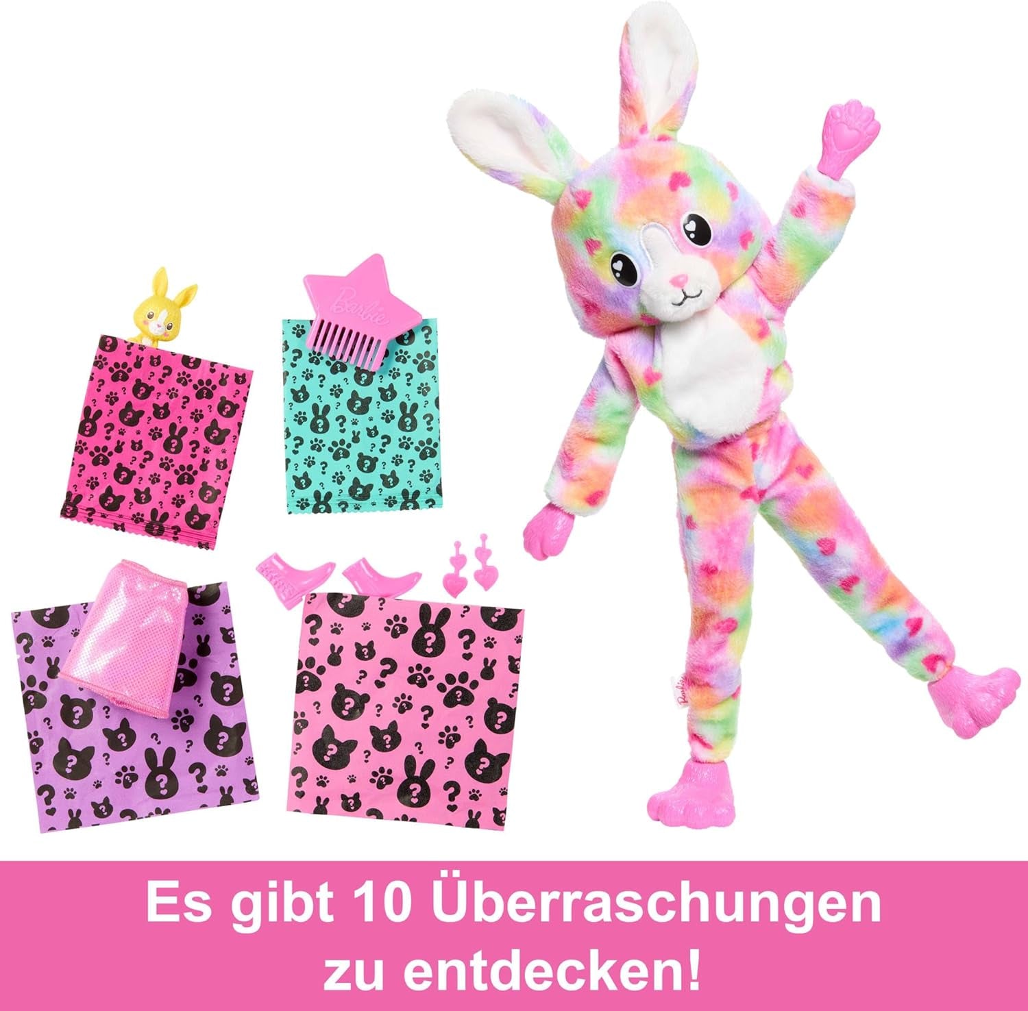 Barbie Cutie Reveal Doll och tillbehör, Batik Bunny Plush Outfit och 10 färgskiftande överraskningar, Color Dream Series, HRK38 Naty Shop Dolls