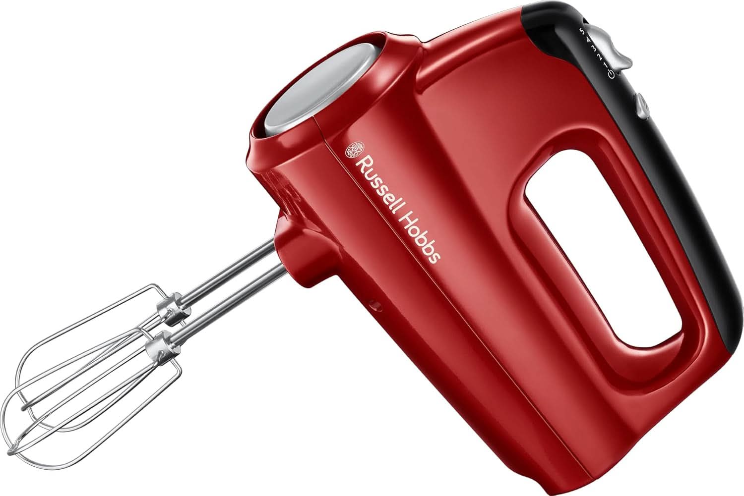 Russell Hobbs Handmixer [Handrührgerät] Desire Rot (5 Geschwindigkeitsstufen+Turbofunktion, 2 Spülmaschinengeeignete Rührbesen & Knethaken, Auswurftaste, Aufrechte Parkposition) Handrührer 24670-56 Bucatarie Naty Shop Single Desire