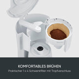Severin espressomaskin med filter och 2 termokannor, espressomaskin med lock, droppfri upphällning, lång temperaturhållning, automatisk avstängning, 1000 W, ca. 1 liter, vit, KA 9309