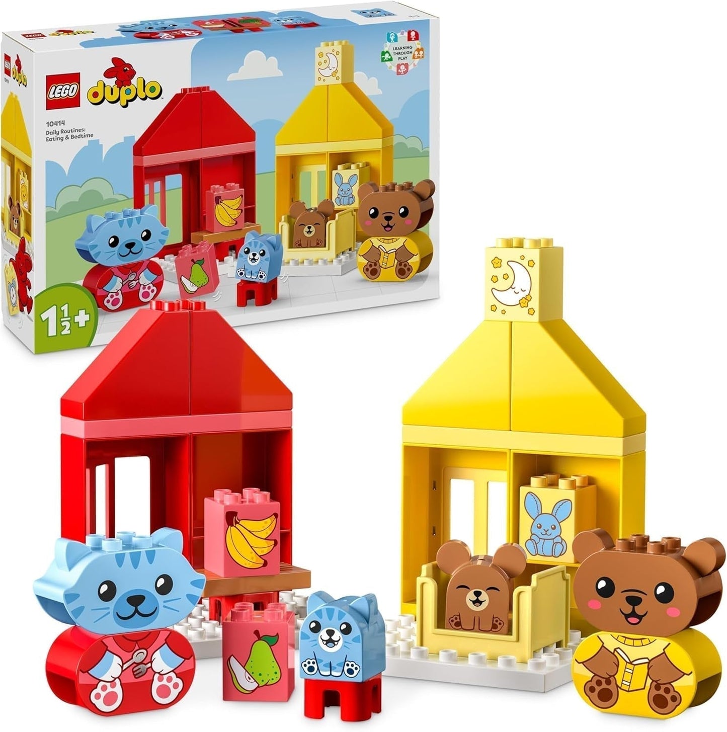 LEGO DUPLO vardagsrutiner: Äta & läggdags, leksak som lär sig småbarn för att uppmuntra social och känslomässig utveckling, med 4 djurfigurer, present till barn från 18 månader 10414 Byggset Besuche den LEGO-Store Standardtitel