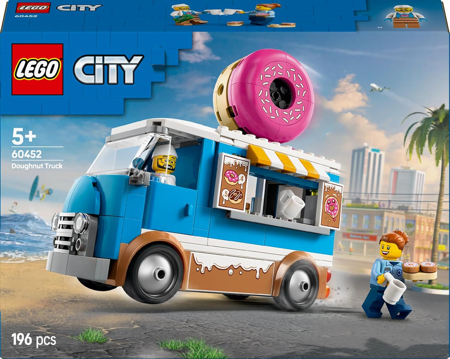 LEGO City Donut Truck - Leksaksmatbil med 2 polisminifigurer - Byggleksak för pojkar och flickor i åldern 5+ - Födelsedags- och semesterpresentidé 60452 Byggset Besuche den LEGO-Store