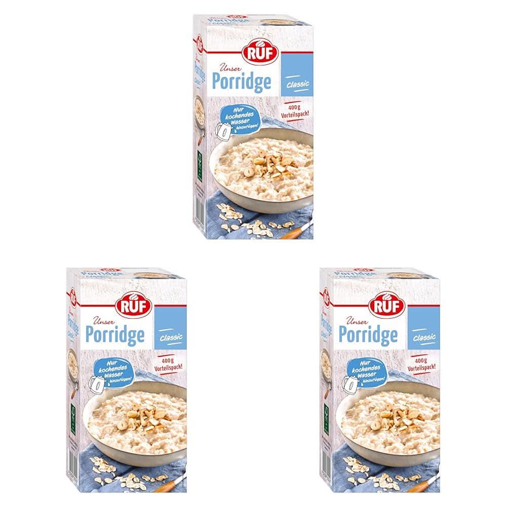 RUF Gröt Äppelkanel, med hela havreflingor, fin kanelsmak och torkade äppelbitar, 400 gram Cereals Naty Shop Set 3 x 400 gram Classic