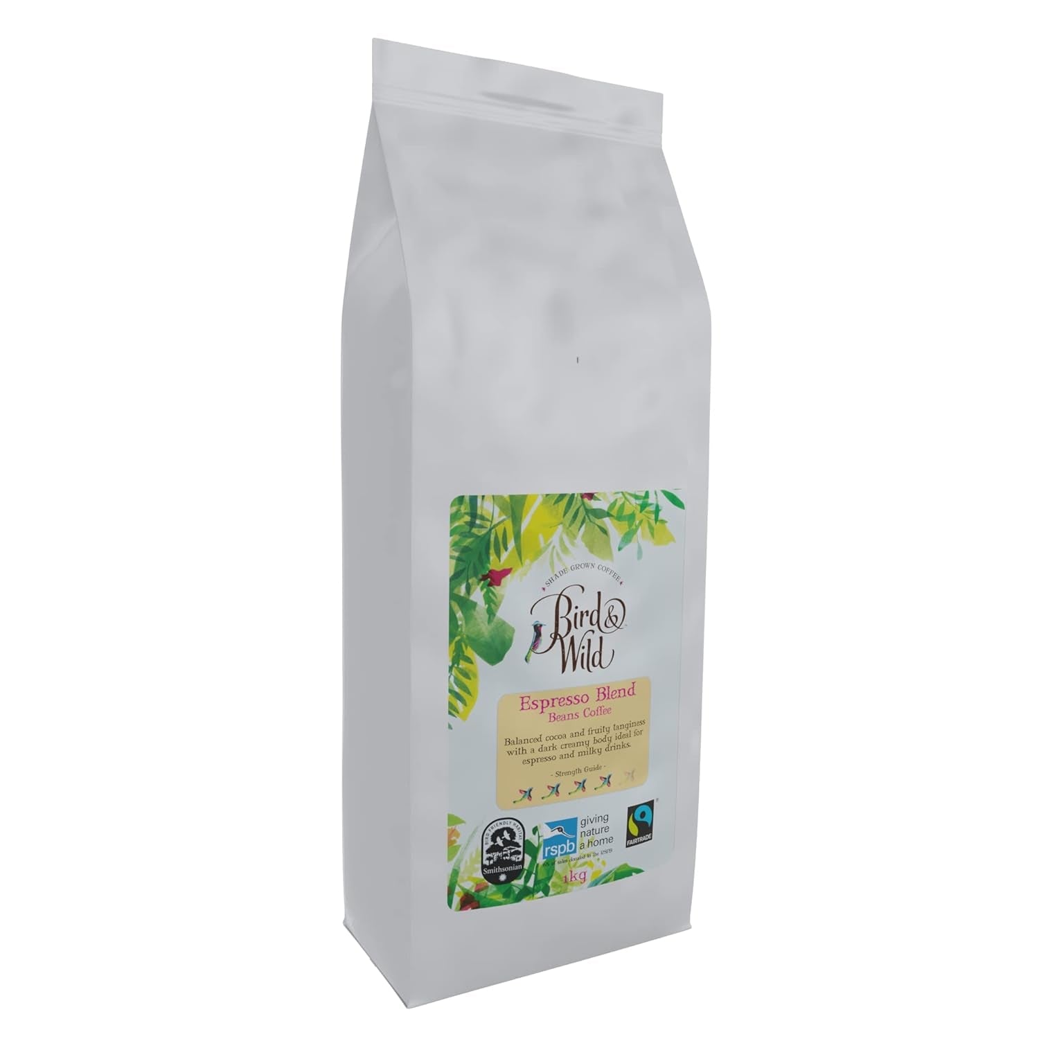 Espressokaffebönorblandning 1 kg medelrostad Fairtrade ekologisk nyansodlad fågelvänlig hel böna 1 kg nettovikt