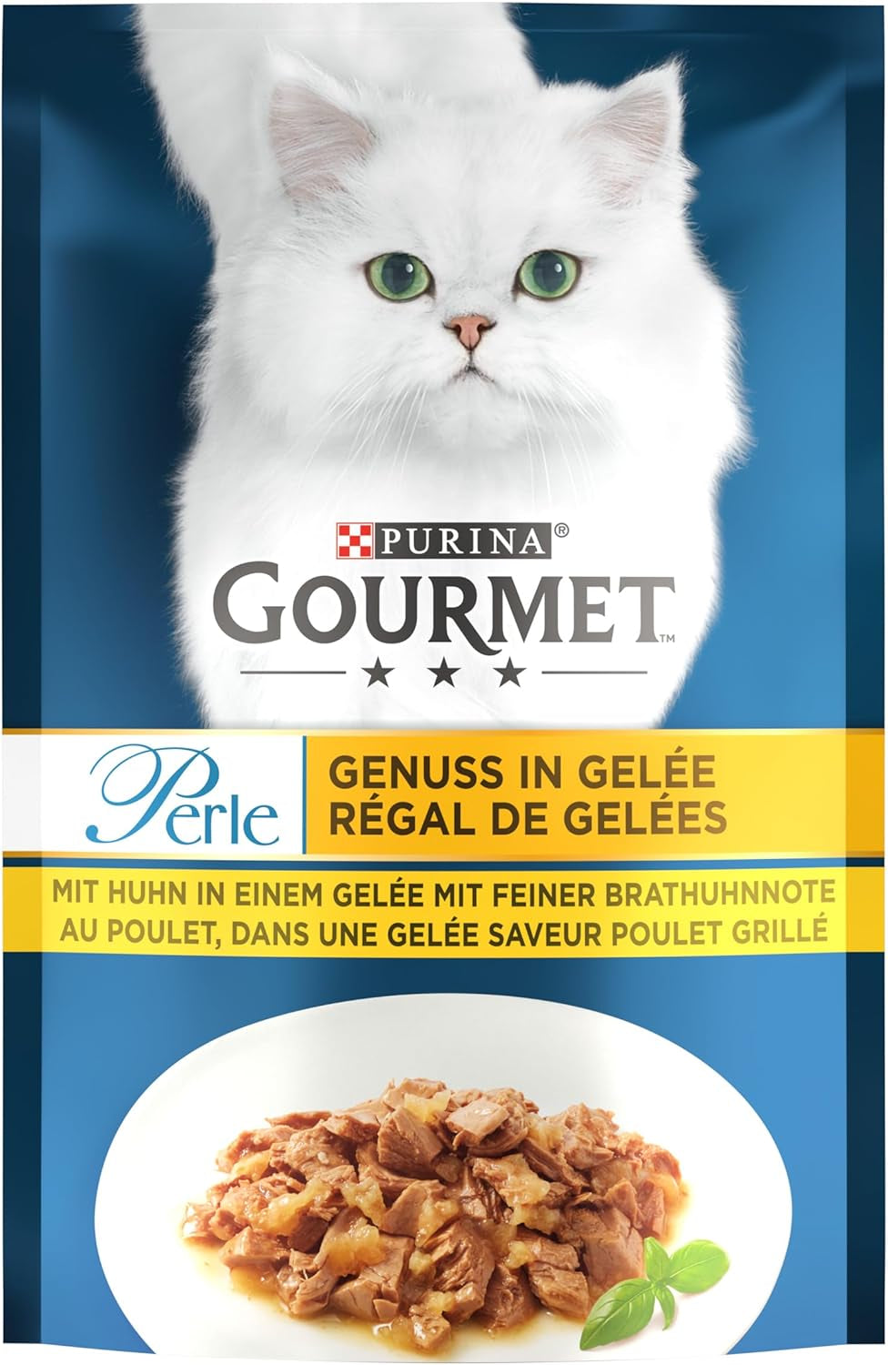 Gourmet Perle Delight i Jelly våt kattmat med kyckling och en delikat smak av bakad kyckling, 26 st (26 x 85 g)