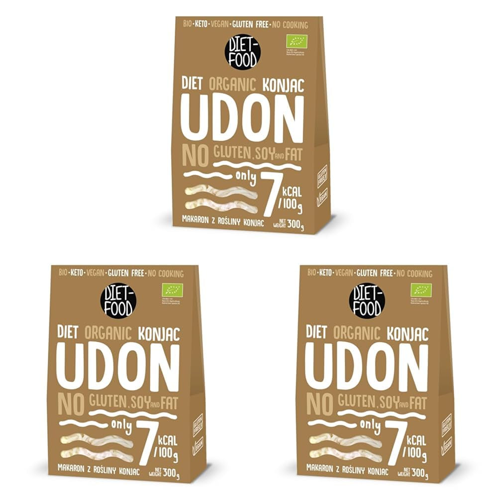 Udon Shirataki Konjac Noodles Bio 385g - Lågkalori, glutenfri, vegan - gjord av konjacrot, rik på fibrer DIET-MAT