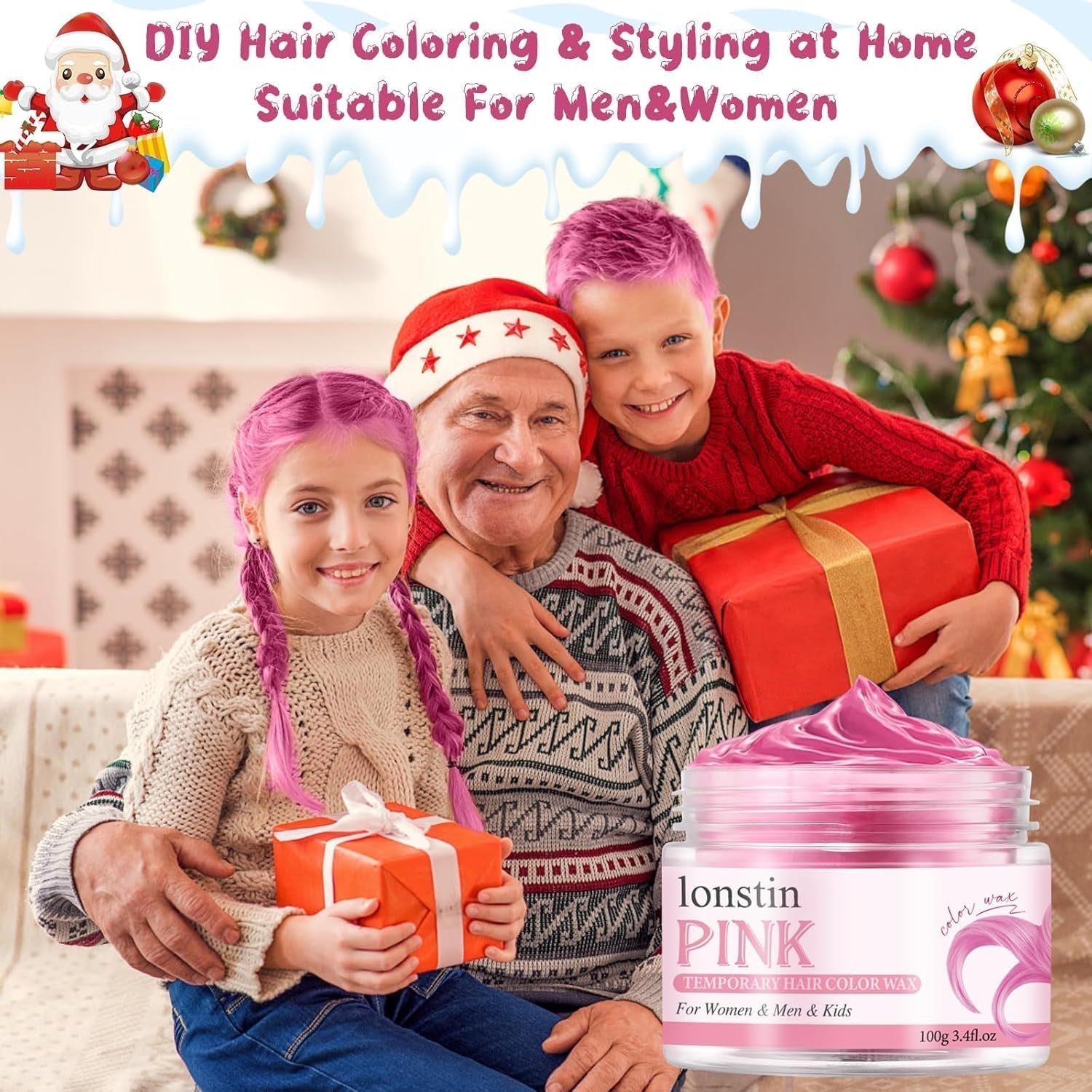 Tvättbar Rosa Tillfällig Hårfärgning Tillfällig Hårvaxfärg Naturlig frisyr Pomade Tvättbar Hårfärgning För män Kvinnor Fest Cosplay Halloween Jul Hårfärgning Naty Shop