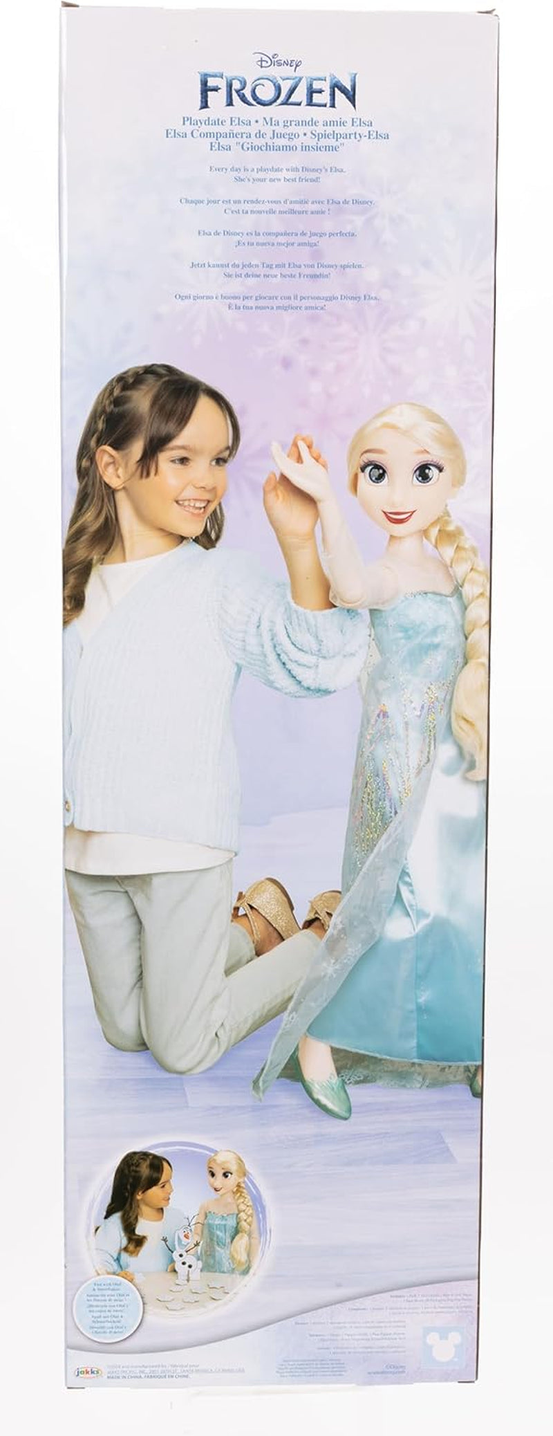 Disney Frozen Playdate Elsa Giant Doll 80 cm av Jakks Pacific Helledad docka med 11 artikulationspunkter Inkluderar hårborste och tillbehör