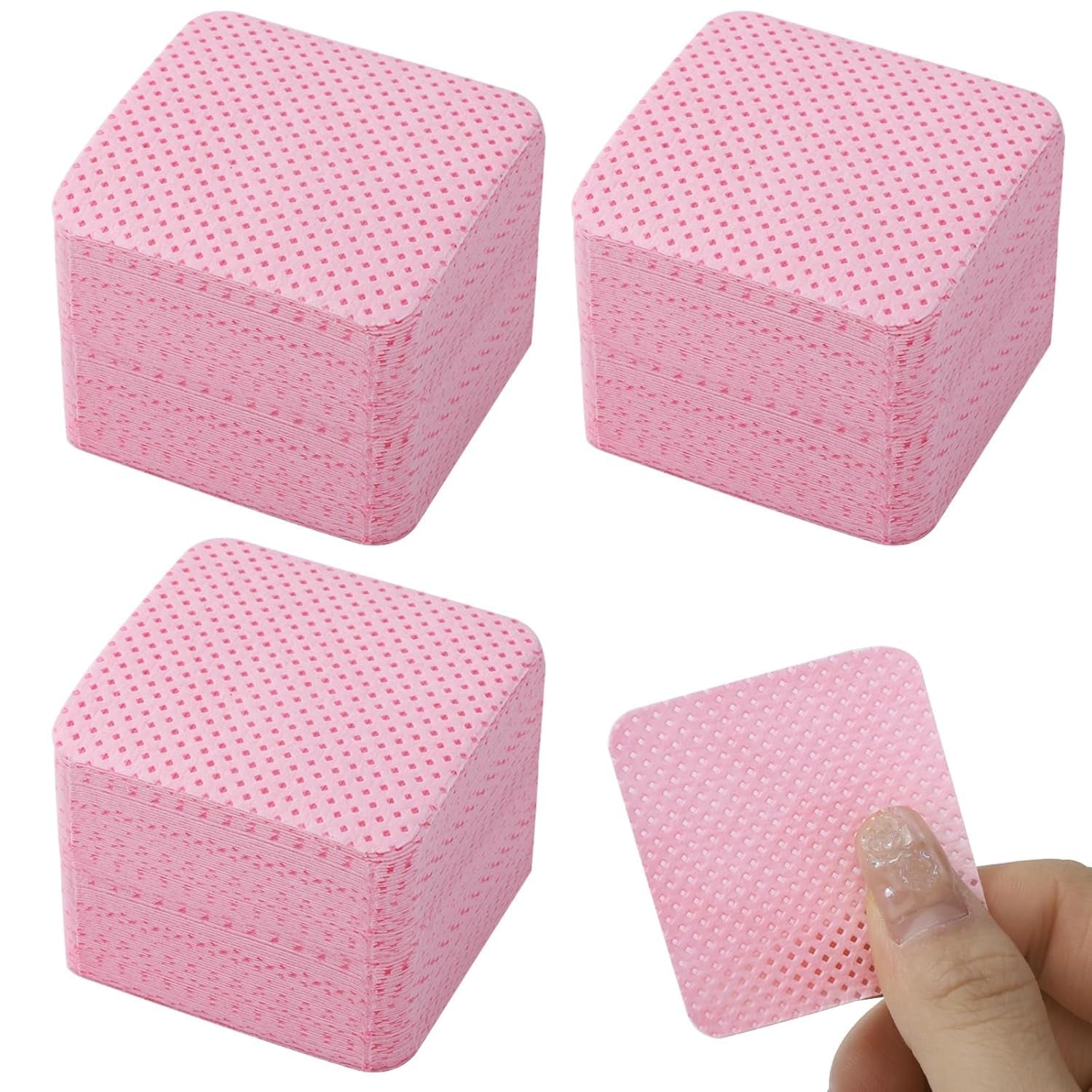 300 Stück Nagellackentferner Pads, Fusselfreie Nägel Wattepads Für Nägel Nagellackentferner Luddfria Nagelservetter Cleaner Gelnägel - Rosa