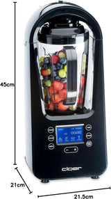 Cloer 6980 Vakuum Standmixer / 800 Watt / 21 000 U/Min. / Inkl. Vorratsbehälter/Vakuumventil/Automatikprogram/Eis-Crush-Funktion/Reinigungsfunktion/Schwarz, 1500 Milliliters Kitchen Naty Shop