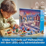 LEGO City adventskalender 2024, adventspresent för barn från 5 år, 24 överraskningar, minifigurer i juloveraller, jultomten och frun jultomten, julklapp 60436 Byggset Besuche den LEGO-Store