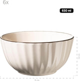 MÄSER 931967 Osita Retro Series 6-personers Wave servisset, 18-delade runda servisset, mattallrikar, desserttallrikar och flingskålar, keramik, krämvit