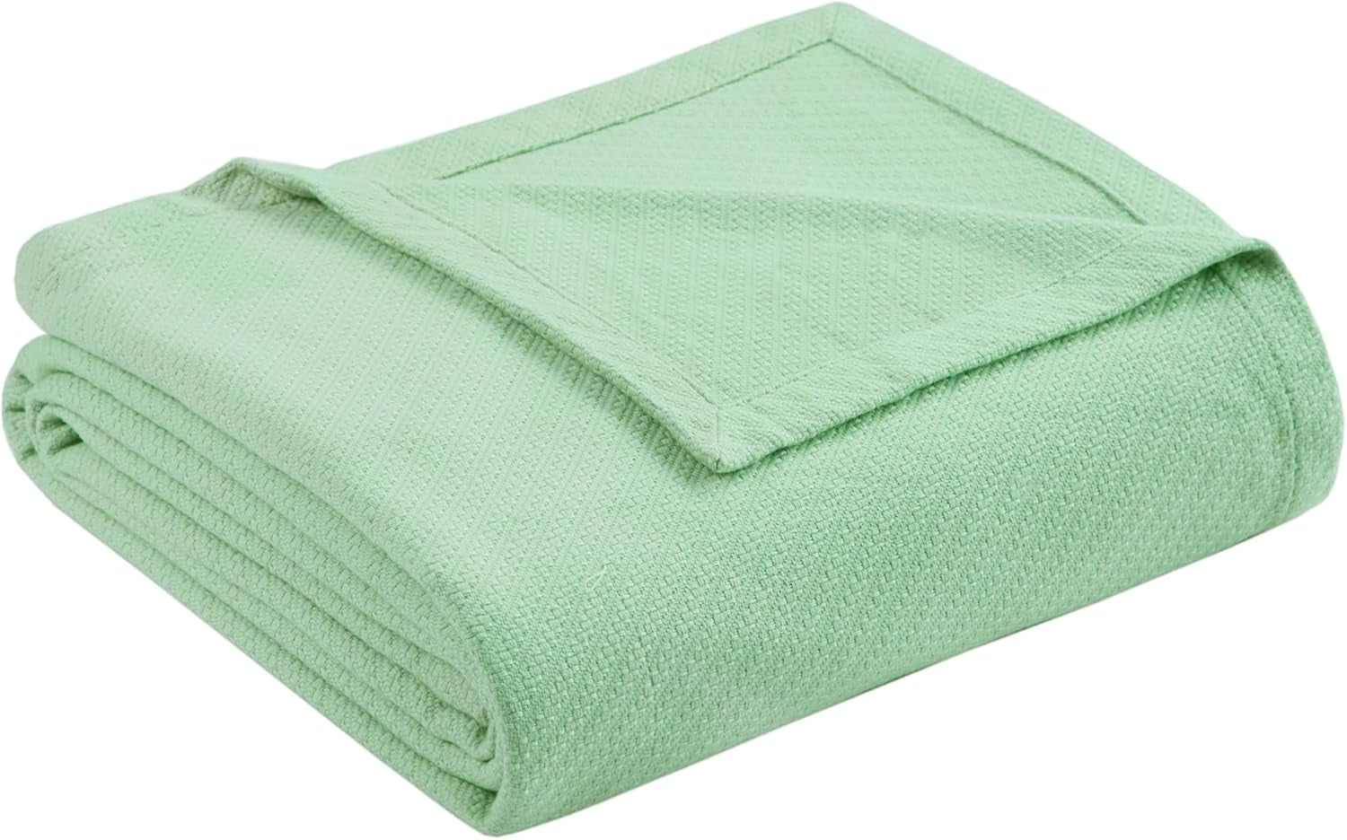 Madison Park Lyxig flytande bomull Hög kvalitet Mjuk Bekväm 100 % ringspunnen bomullsfilt för säng Soffa eller soffa Blush Full/Queen Naty Shop Täcken och täcken Havsskum Full/Queen