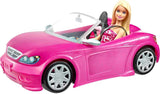 Barbie Doll and Pink Glitter Cabriolet, realistiska däck, logotyp, leksak för åldrarna 3 och uppåt, DJR55