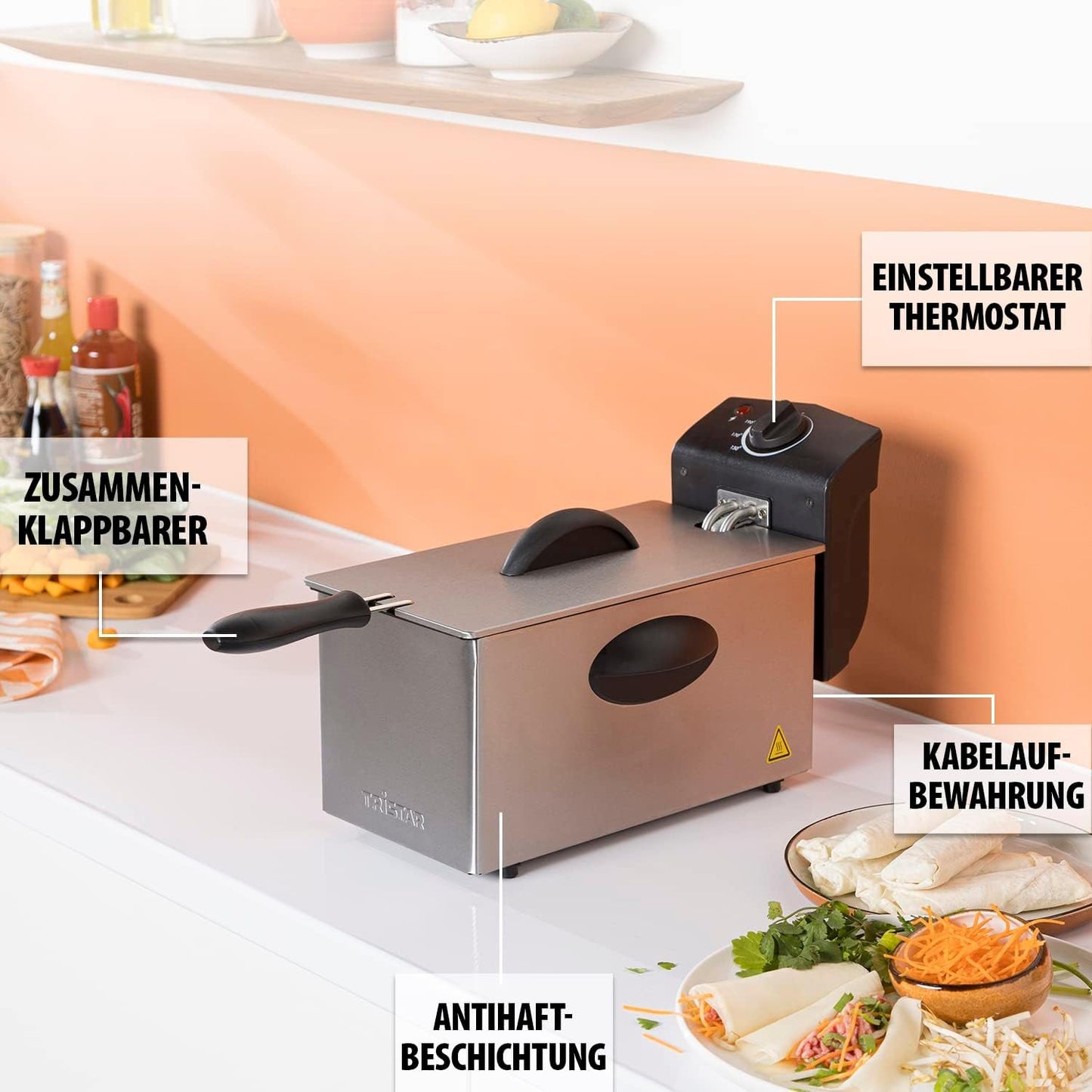 Tristar oljefritös FR-6935, 2000 watt, 3 liter, termostat, kall zon, 3-4 personer, metall Vitvaror Naty Shop